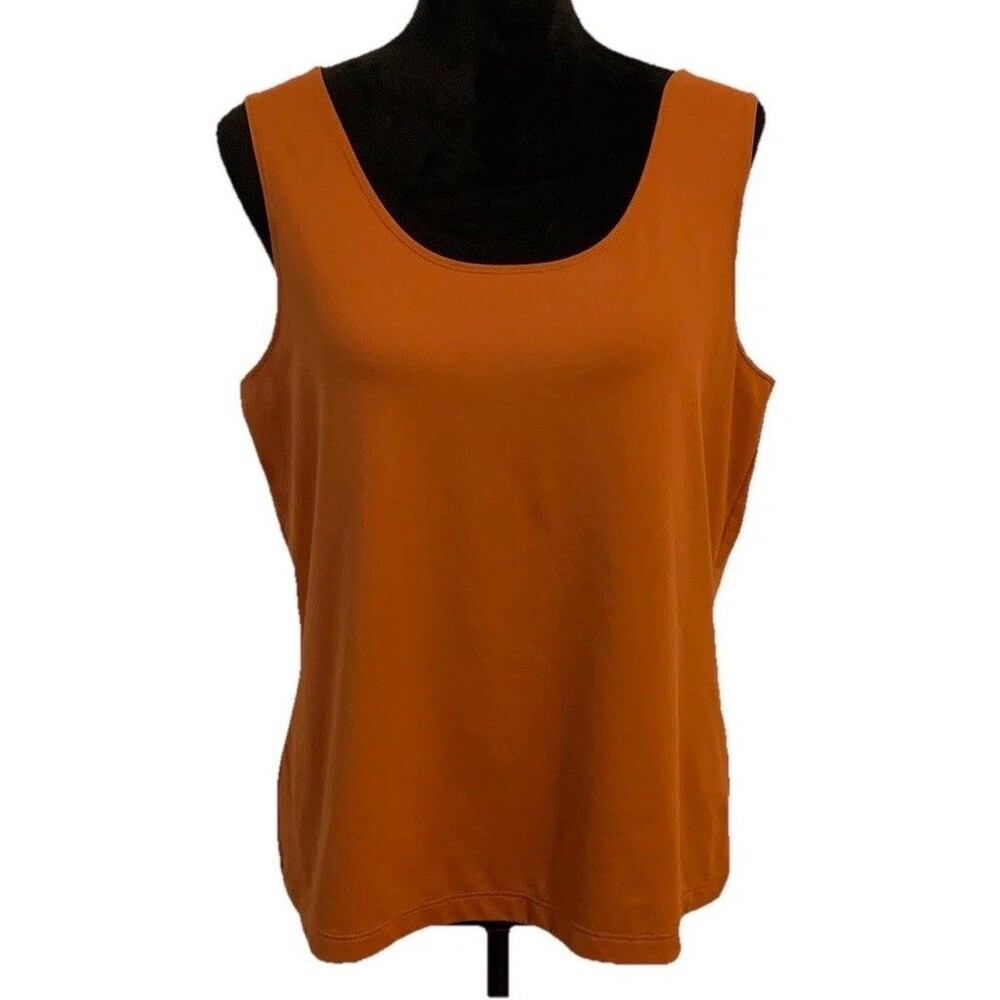 Chicos Size 2 Top Large Burnt Orange Sleeveless Nylon Spandex Stretch Tank